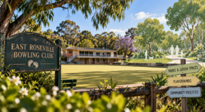 A stylised illustration of the former East Roseville Bowling Club and some of the possible community uses being considered for the Warrane Road site. Image is illustrative only.